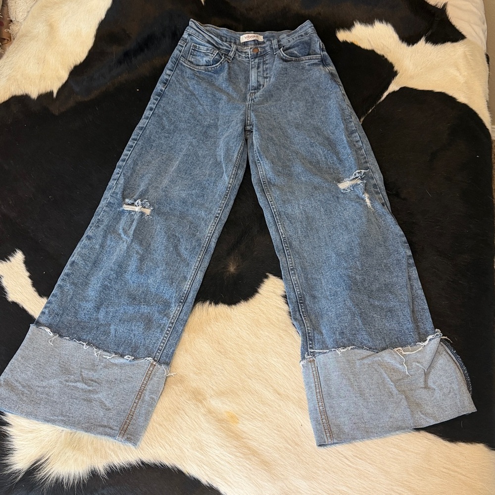 Boutique Cropped high-rise ripped cuffed jeans size 3 (W25)